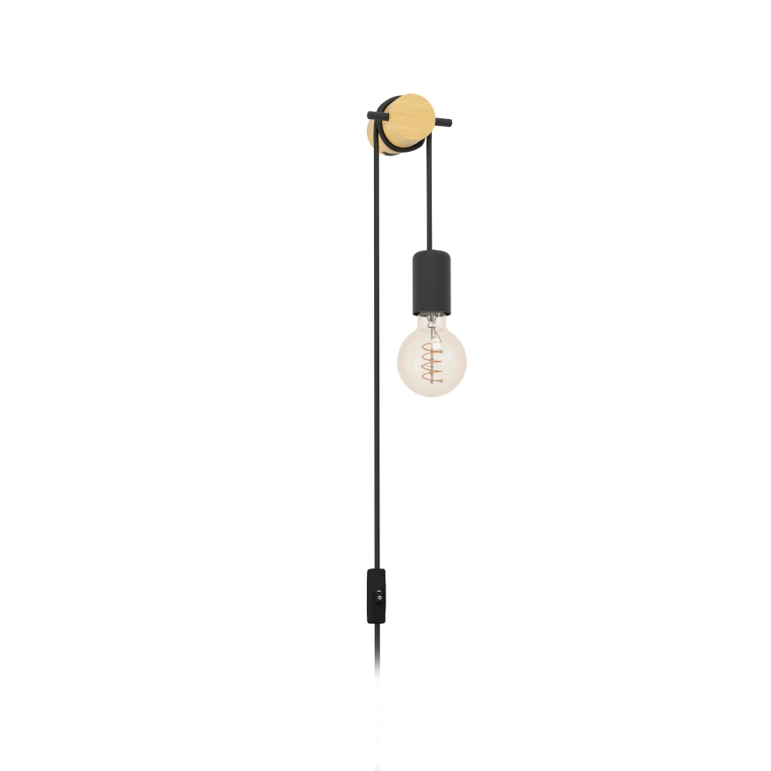 Eglo - Vägglampa 1xE27/13W/230V svart/beige