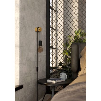Eglo - Vägglampa 1xE27/13W/230V svart/beige