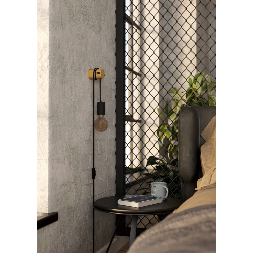 Eglo - Vägglampa 1xE27/13W/230V svart/beige