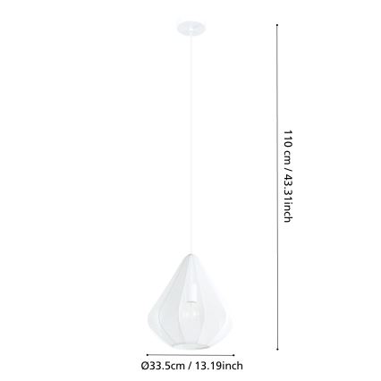 Eglo - Ljuskrona med textilsladd 1xE27/40W/230V diameter 33,5 cm vit