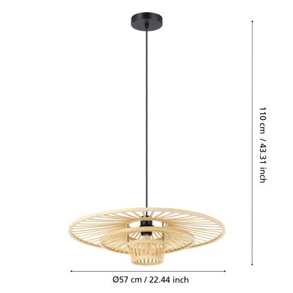 Eglo - Pendellampa med kabel 1xE27/40W/230V bambu