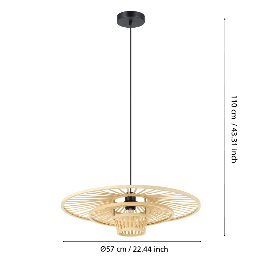 Eglo - Pendellampa med kabel 1xE27/40W/230V bambu