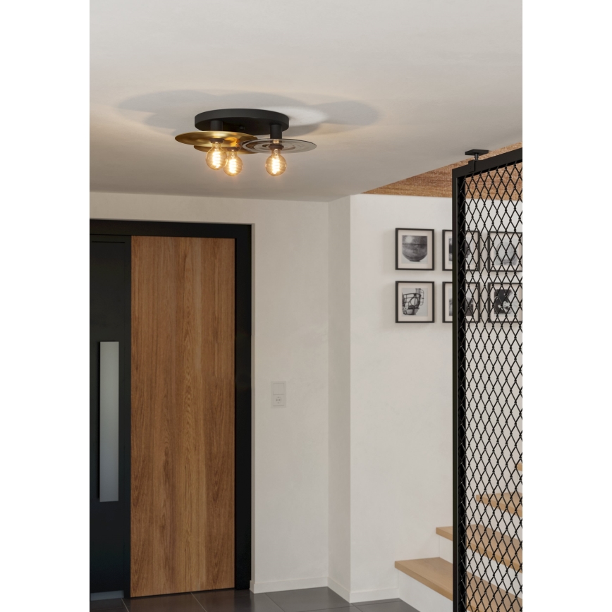 Eglo - Taklampa 3xE27/40W/230V guld/svart