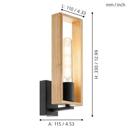 Eglo - Vägglampa 1xE27/60W/230V