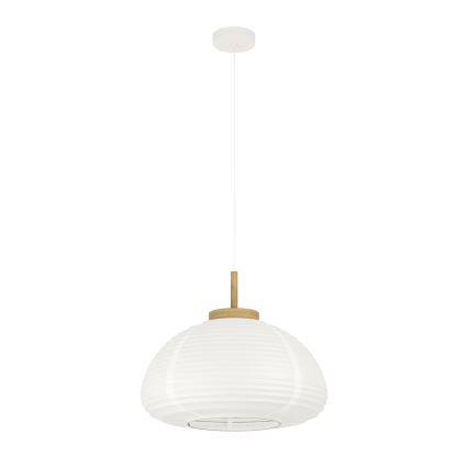 Eglo - Pendel med sladd 1xE27/40W/230V Ø 55 cm vit/beige