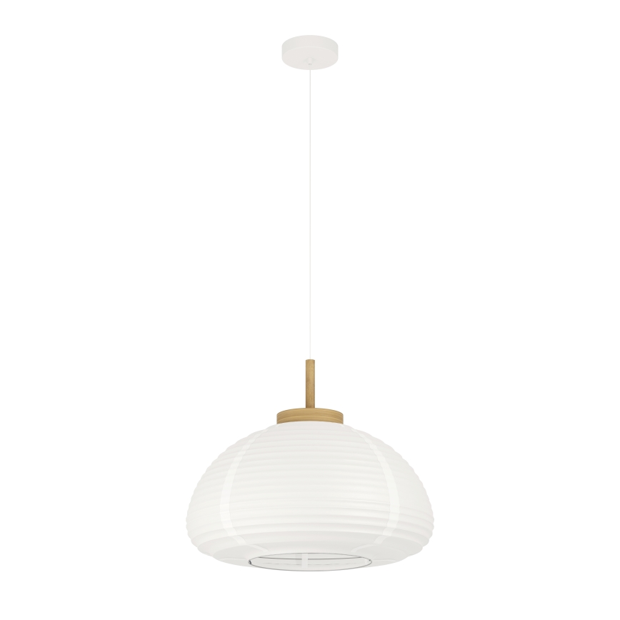 Eglo - Pendel med sladd 1xE27/40W/230V Ø 55 cm vit/beige