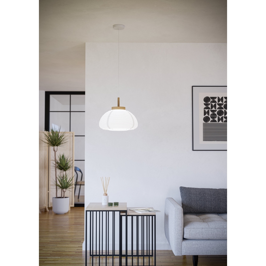Eglo - Pendel med sladd 1xE27/40W/230V Ø 55 cm vit/beige