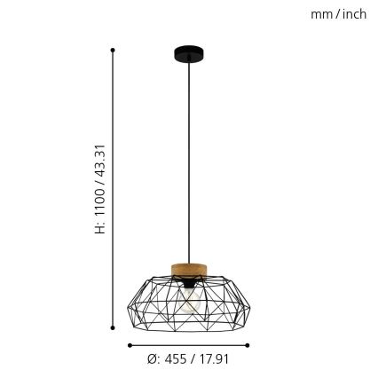 Eglo - Pendellampa på kabel 1xE27/60W/230V