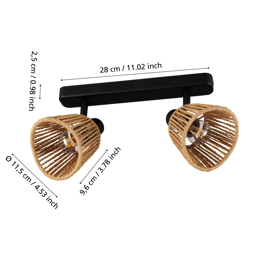 Eglo - Spotlampa 2xE14/10W/230V svart/beige