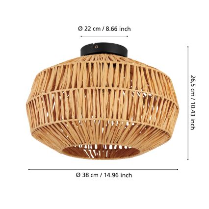 Eglo - Taklampa 1xE27/40W/230V Ø 38 cm brun
