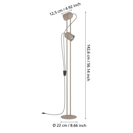 Eglo - Golvlampa 2x E14/8W/230V beige
