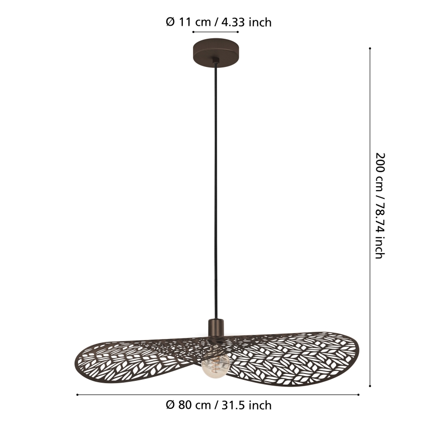 Eglo - Taklampa på vajer 1xE27/60W/230V Ø 80 cm, brons