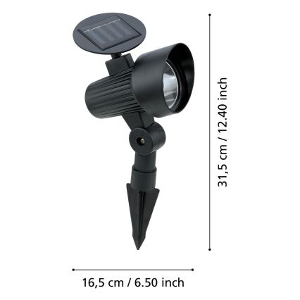 Eglo - Set om 3 LED-solcellslampor med sensor LED/200 mAh IP44 svart