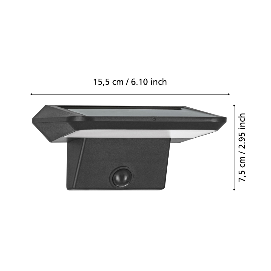 Eglo - LED solcellsdriven vägglampa med inbyggd sensor LED/20W/3,7V 2000 mAh IP44