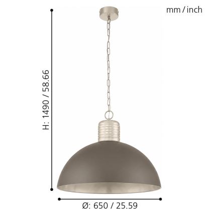 Eglo 49107 - Ljuskrona med kedja COLDRIDGE 1xE27/60W/230V