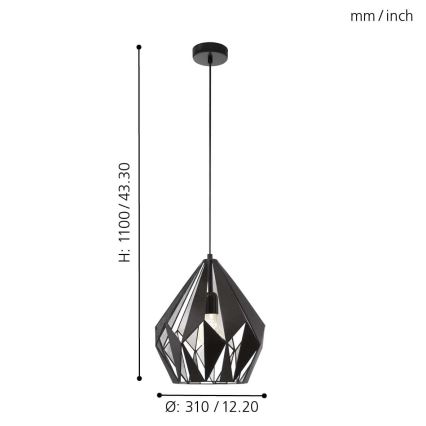 Eglo 49255 - Ljuskrona CARLTON 1 1xE27/60W/230V