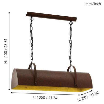 Eglo 49702 - Taklampa med kedja DEERHURST 3xE27/60W/230V