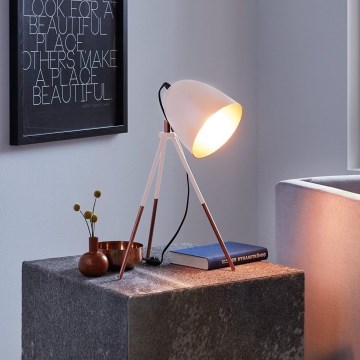 Eglo 49727 - Bordslampa CHESTER 1xE27/60W/230V vit/koppar