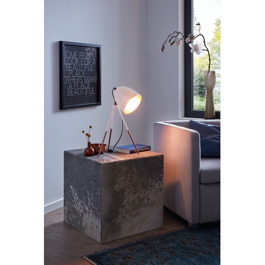 Eglo 49727 - Bordslampa CHESTER 1xE27/60W/230V vit/koppar