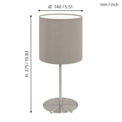 Eglo 54745 - Bordslampa ANADIA 1xE14/40W/230V taupe/matt krom
