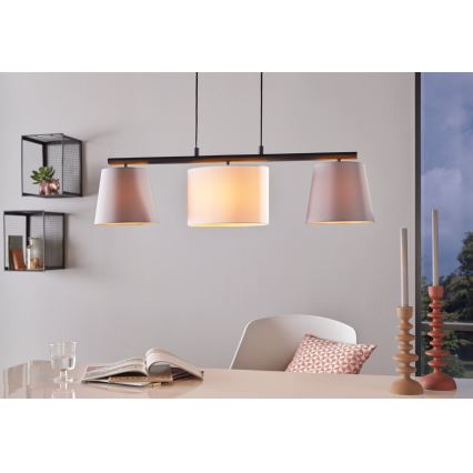 Eglo 55207 - LED-pendellampa med kabel ALMEIDA 3xE14/25W/230V grå