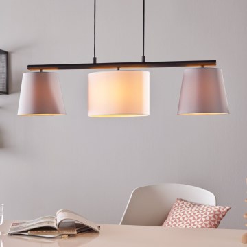 Eglo 55207 - Ljuskrona med textilsladd ALMEIDA 3xE14/25W/230V grå