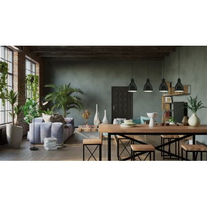 Eglo 55244 - Takpendel på vajer PRIDDY 4xE27/60W/230V svart