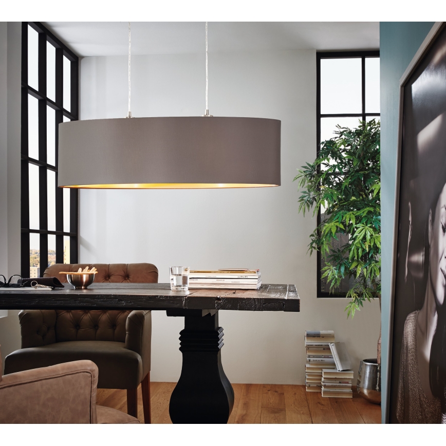 Eglo 55271 - Ljuskrona med textilsladd MASERLO 2xE27/60W/230V brun