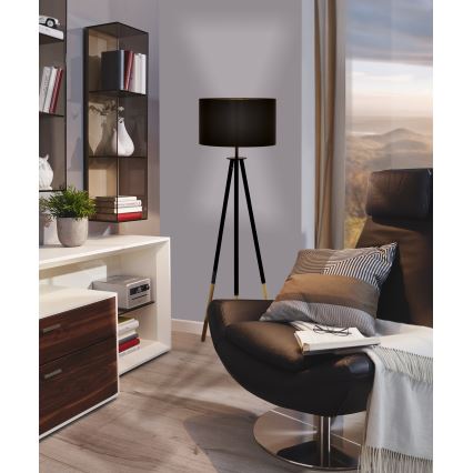 Eglo 55291 - Golvlampa BIDFORD 1xE27/60W/230V svart/brun