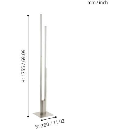 Eglo 55972 - LED RGBW Dimbar golvlampa FRAIOLI-C LED/34W/230V 2700-6500K mattkrom + fjärrkontroll