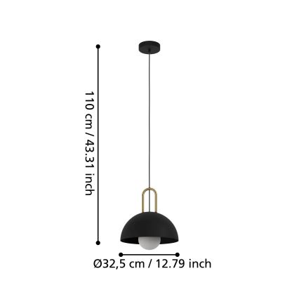Eglo 56459 - Pendellampa på kabel CALMANERA 1xE27/40W/230V svart