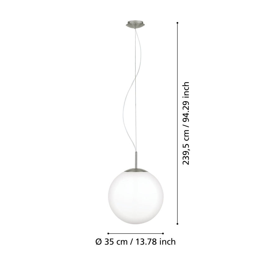 Eglo 63269 - Takpendel på sladd PIEDALE 1xE27/60W/230V Ø 35 cm mattkrom
