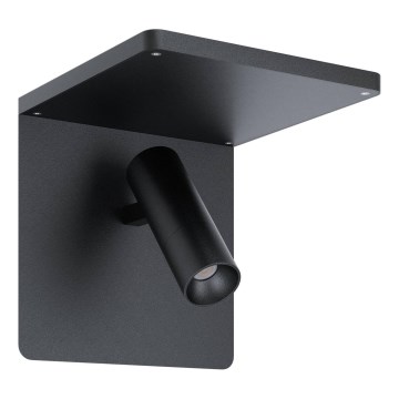 Eglo 67563 - LED Vägglampa med hylla CIGLIE LED/8,1W/230V svart