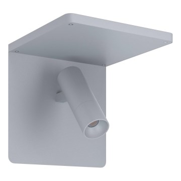 Eglo 67564 - LED Vägglampa med hylla CIGLIE LED/8,1W/230V grå