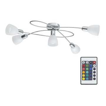 Eglo 75356 - Ljuskrona med LED och RGB DAKAR-C 5xE14/4W + Fjärrkontroll 