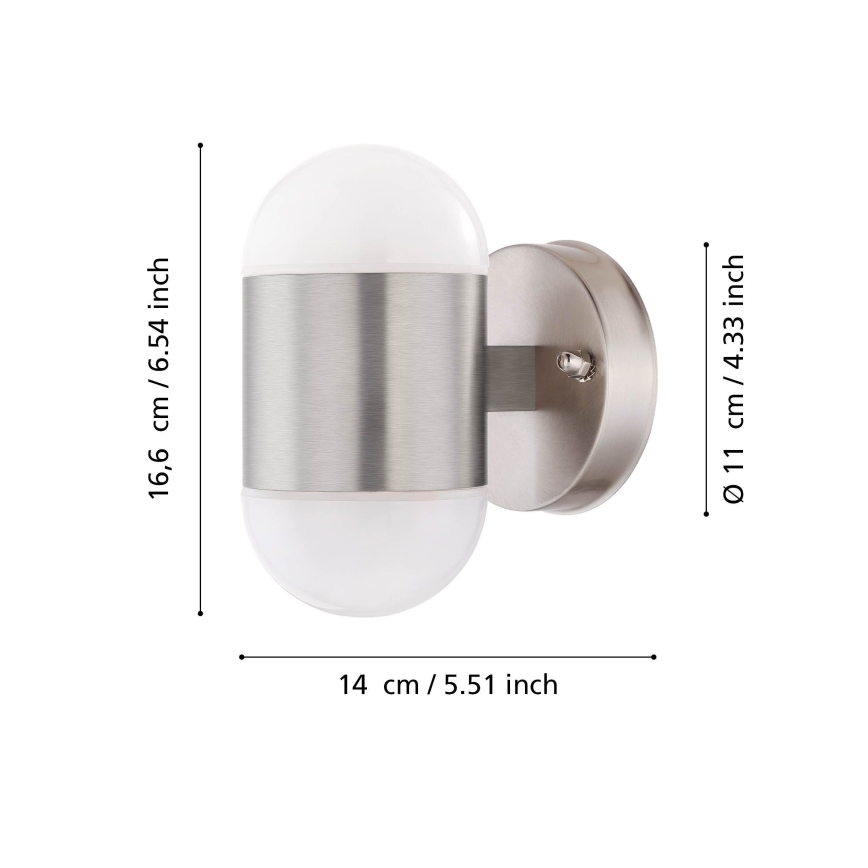 Eglo 75392 - LED-utomhusvägglampa MEROLA 2xLED/3,7W/230V IP44, matt krom