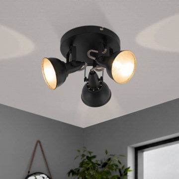 Eglo 75514 - Spotlampa THORNTON 3xE14/28W/230V svart/guld