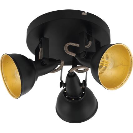 Eglo 75514 - Spotlampa THORNTON 3xE14/28W/230V svart/guld