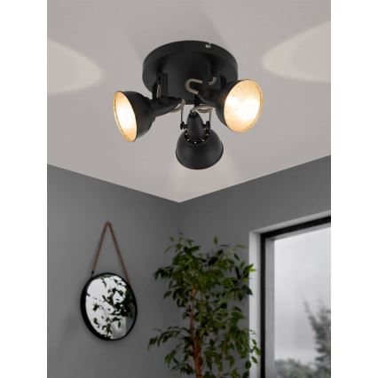 Eglo 75514 - Spotlampa THORNTON 3xE14/28W/230V svart/guld