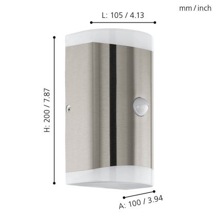 Eglo - LED Utomhus vägglampa med sensor 2xGU10/4,6W/230V IP44