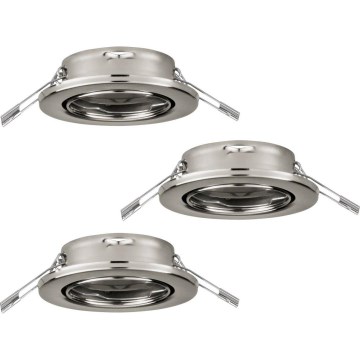 Eglo 75675 - KIT 3x Badrum infälld lampa AGULO 1xGU10/35W/230V IP23 matt krom