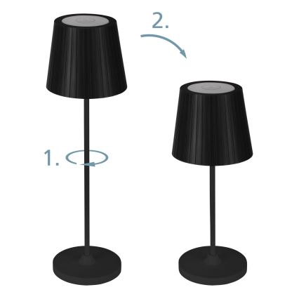 Eglo - LED-dimbara utomhus uppladdningsbar bordslampa LED/3,8W/5V 2400/3000/4000K 2000 mAh IP44 svart
