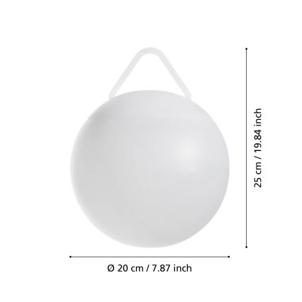 Eglo - LED RGB dimbar uppladdningsbar utomhuslampa LED/2600 mAh IP44 vit + fjärrkontroll