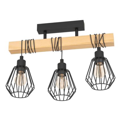 Eglo 780168 - Ytmonterad taklampa TABODI 3xE27/40W/230V furu/svart