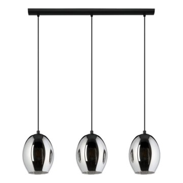 Eglo 780481 - Hänglampa på kabel CADAQUES 3xE27/40W/230V svart/rökfärgad