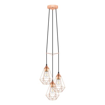 Eglo 78276 - Pendellampa med kabel BYRON 3xE27/60W/230V i koppar