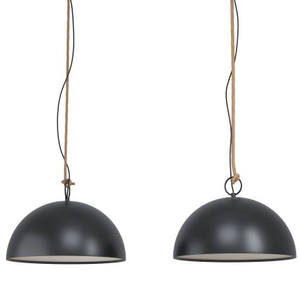 Eglo 78444 - Ljuskrona med textilsladd HODSOLL 2xE27/40W/230V svart/brun