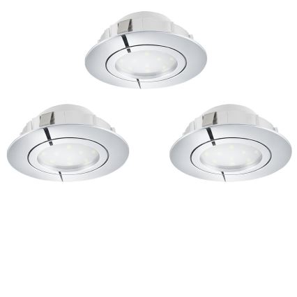 Eglo 78761 - KIT 3x LED Dimbar infälld belysning PINEDA LED/6W/230V 3000K skinande krom