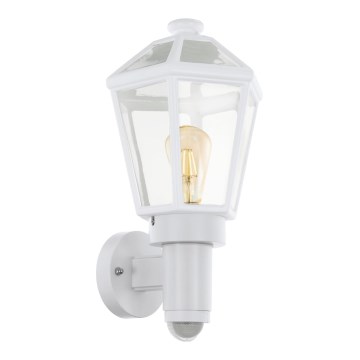Eglo 79288 - Utomhusvägglampa med rörelse- och skymningssensor MONSELICE 1xE27/28W/230V IP44 vit
