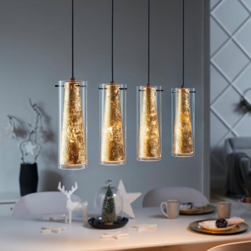 Eglo 79344 - Ljuskrona med textilsladd PINTO GOLD 4xE27/40W/230V guld